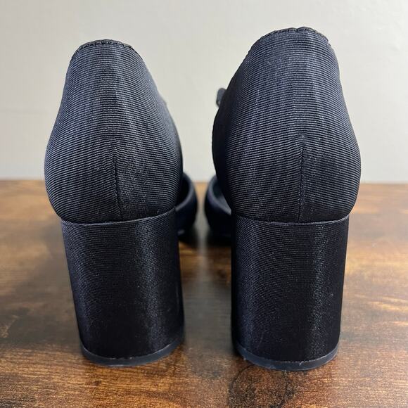 Anne Klein Barclay Pumps 7 M Black T-Strap Block Heel Almond Toe Comfort Chic - Picture 4 of 11